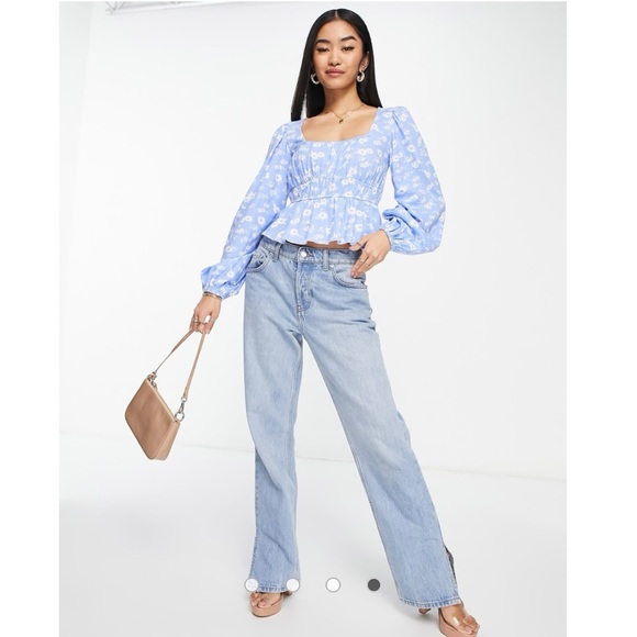 ASOS DESIGN shirred waist long sleeve top, NWT - Picture 5 of 8